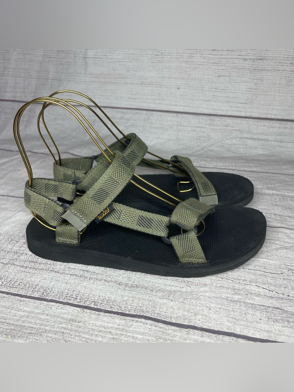 Teva Men’s 9 Original Universal Black Green Sandals